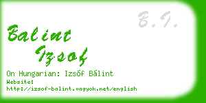 balint izsof business card